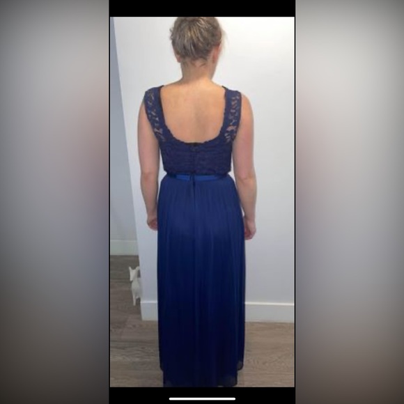 Navy blue Lace & Chiffon bridesmaid dress/ Grad Dress - Picture 2 of 2